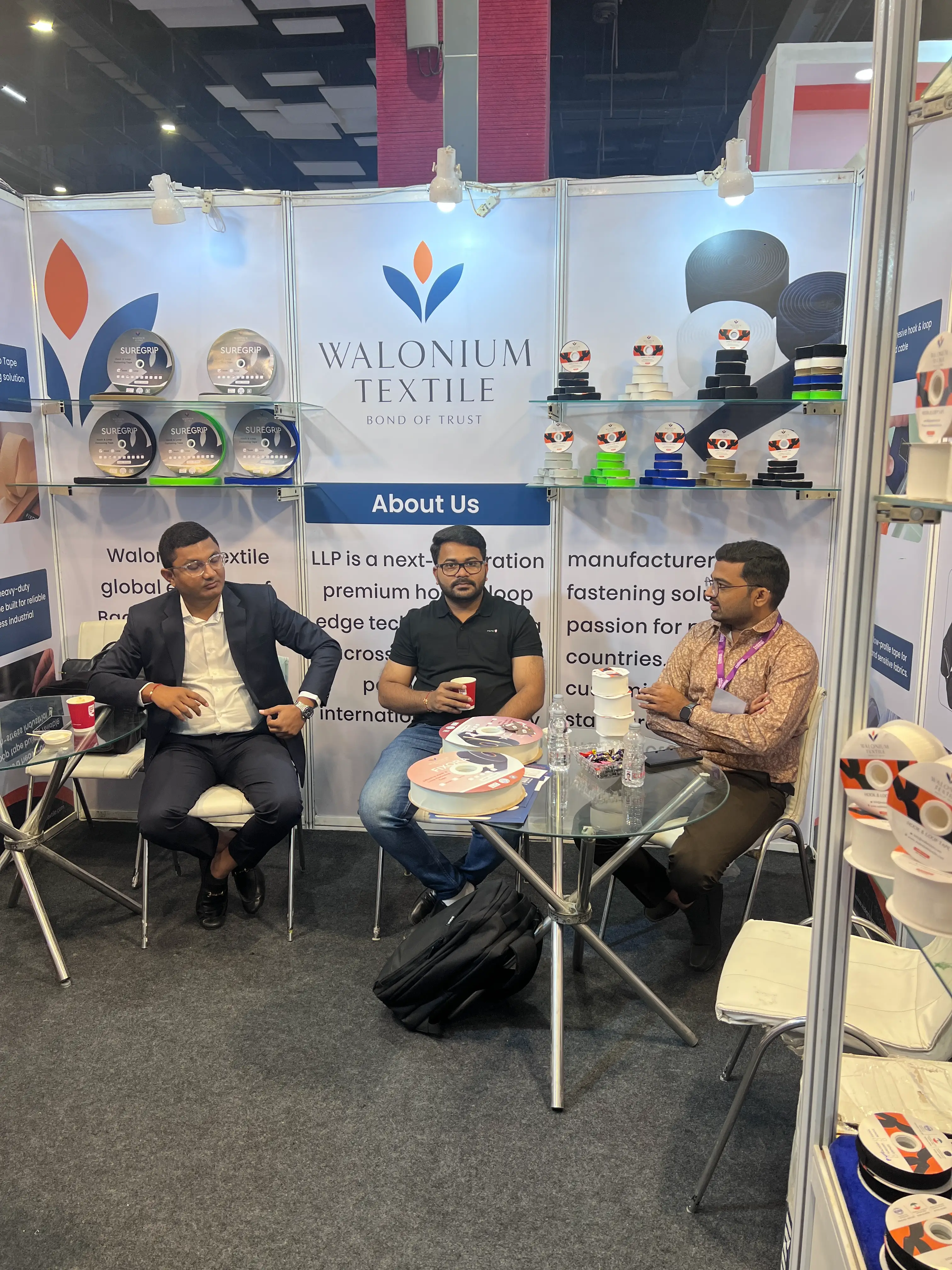 Visitors exploring Walonium hook and loop products