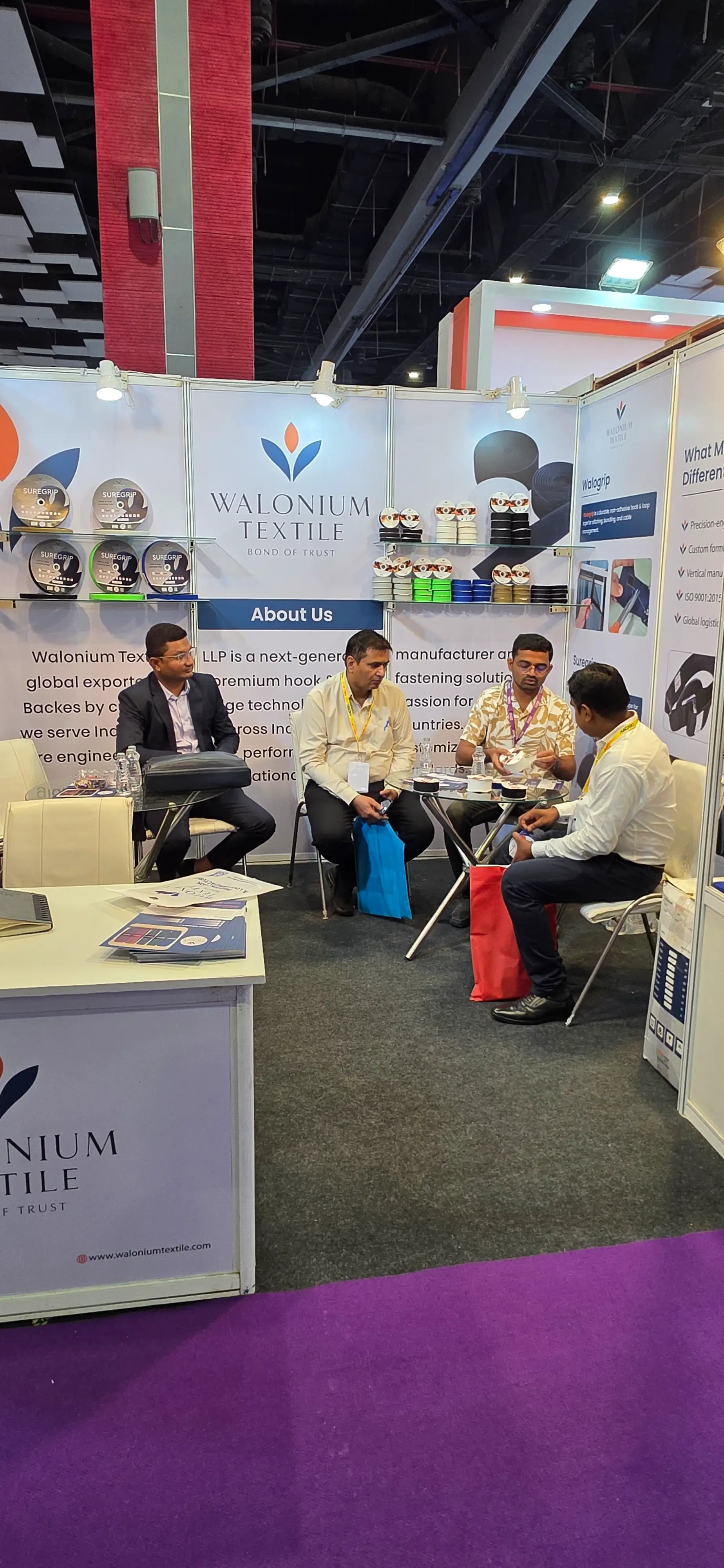 Walonium Textile representatives at Footwear India Expo