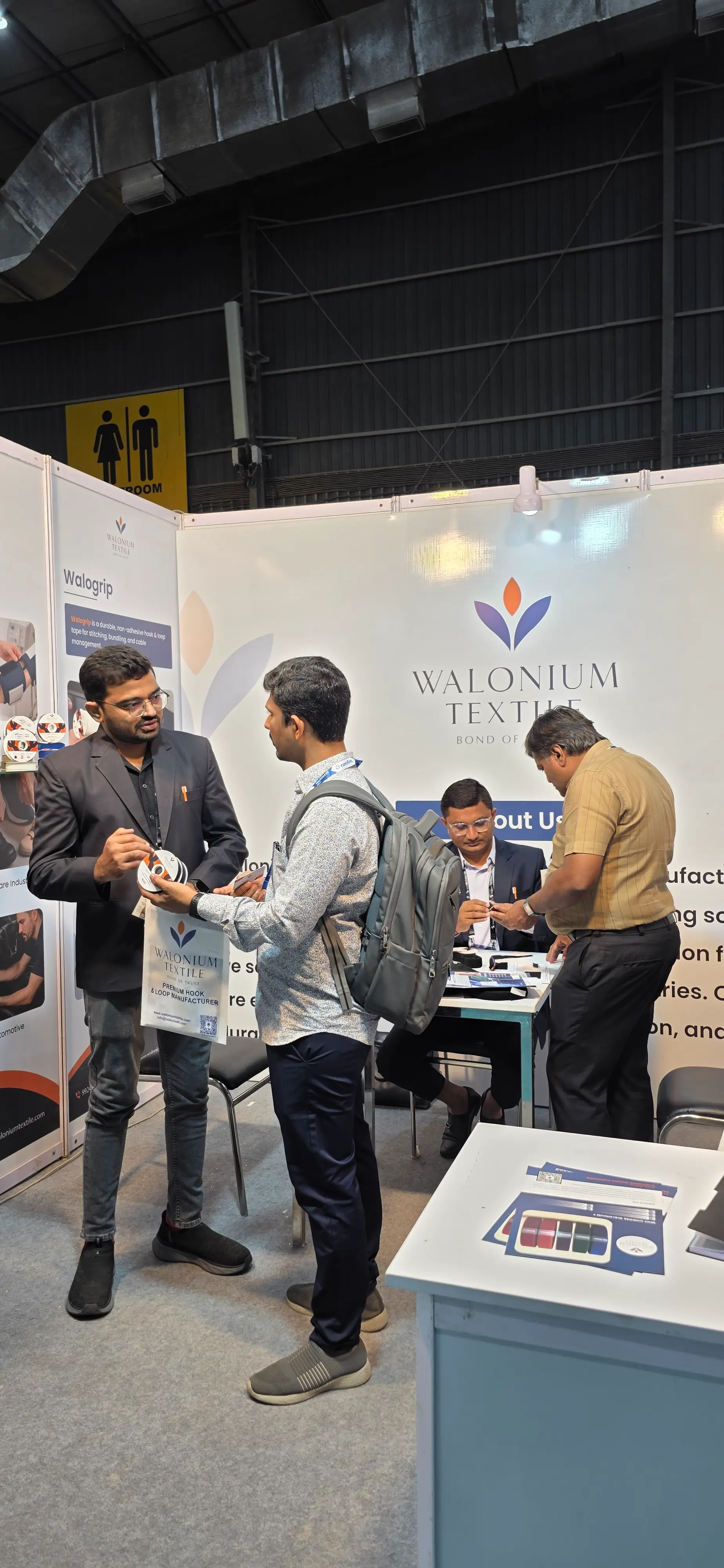 OEM discussion at Techtextil India exhibition booth