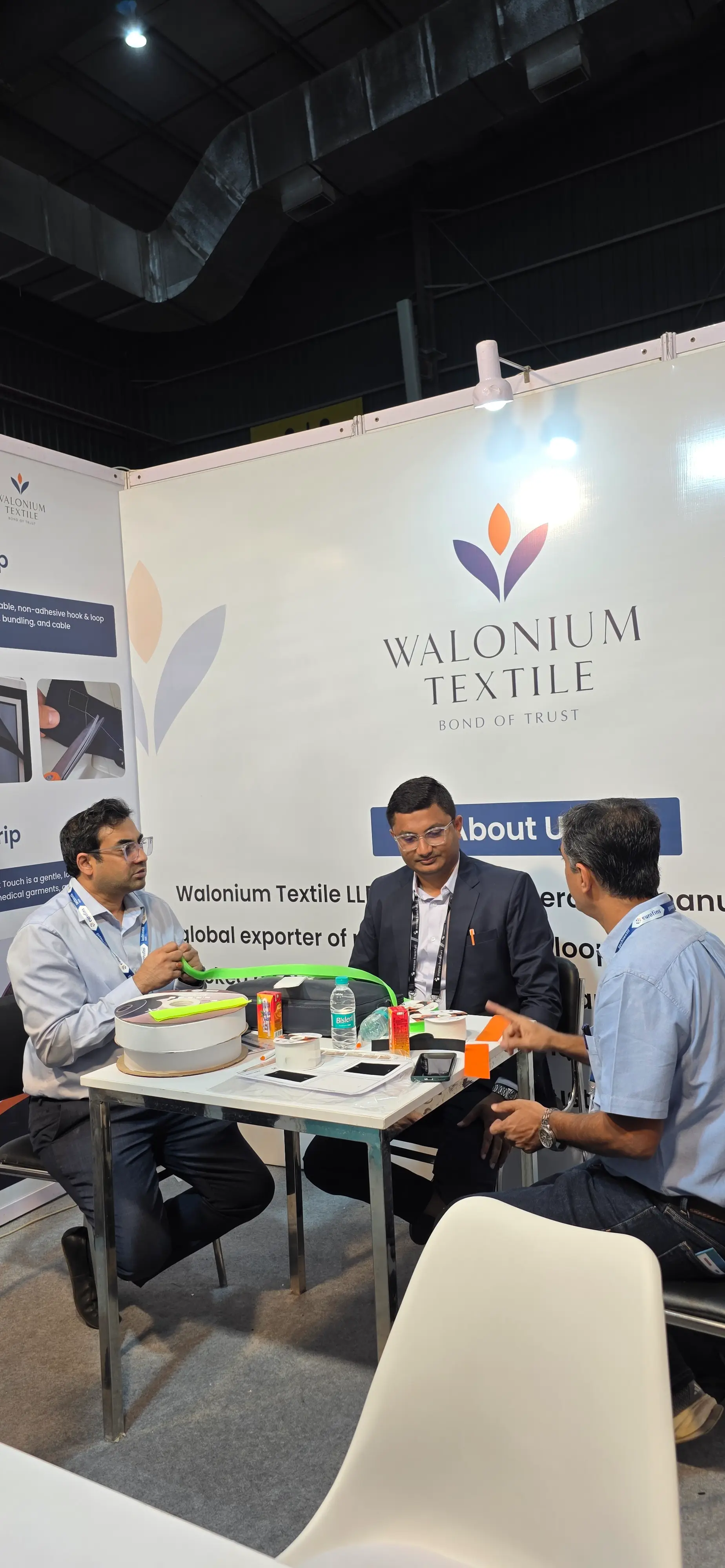 Industrial hook and loop display at Techtextil India