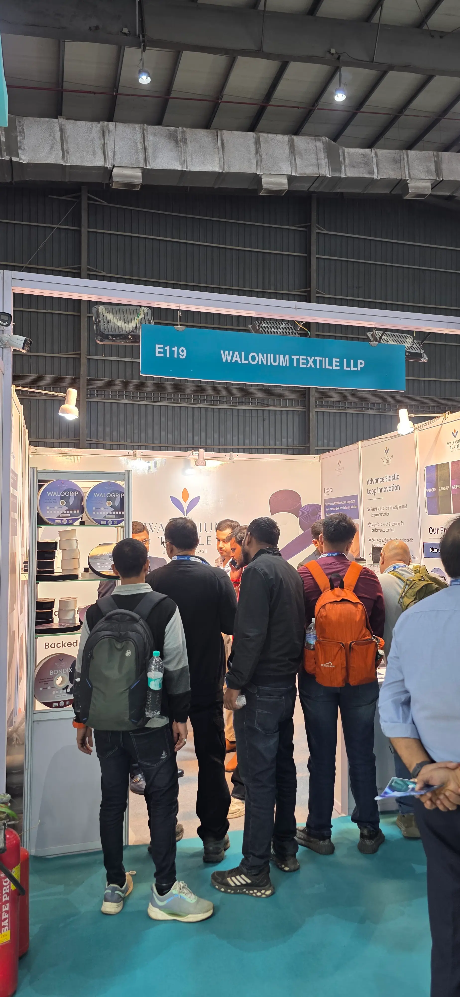 Hook and loop tape samples on display at Techtextil India