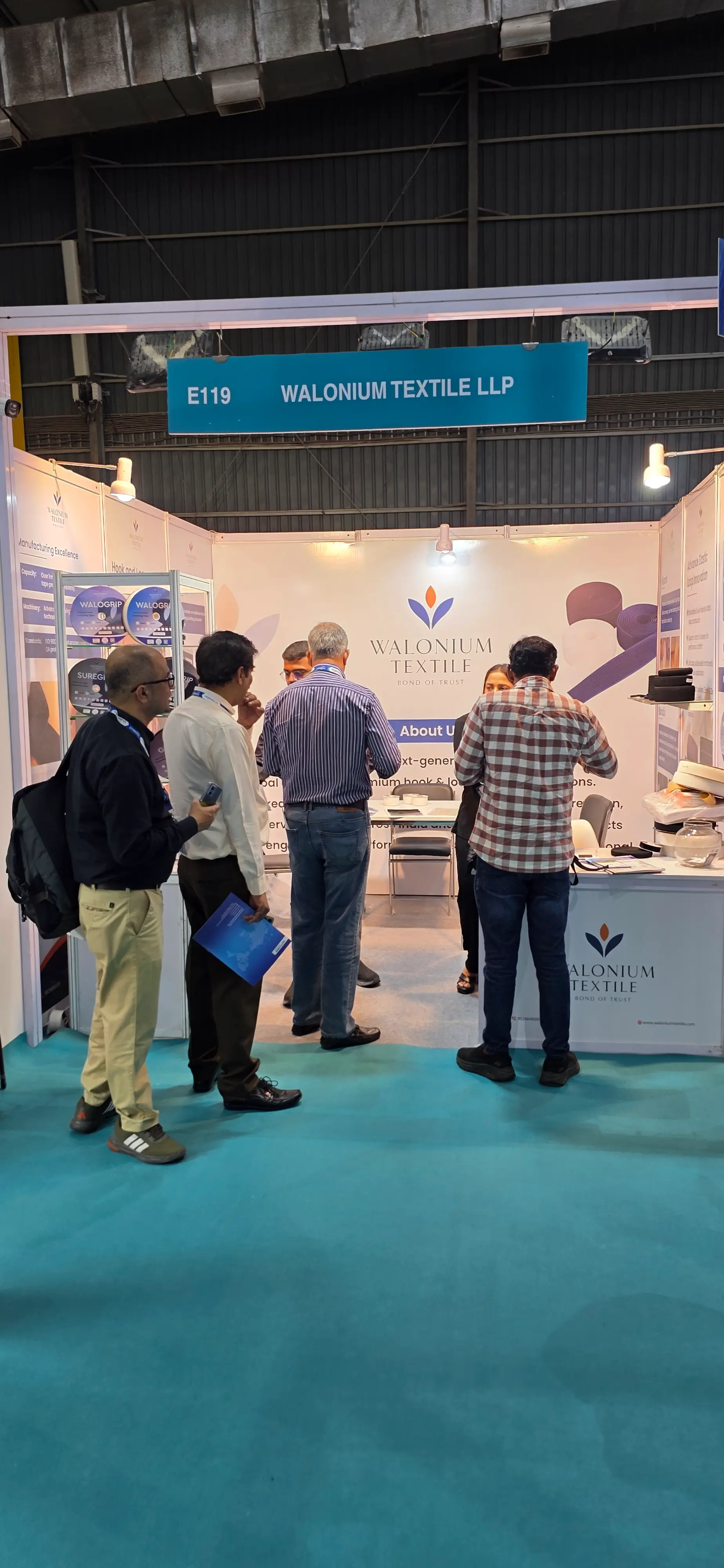 Exhibition visitors at Walonium Textile trade show display