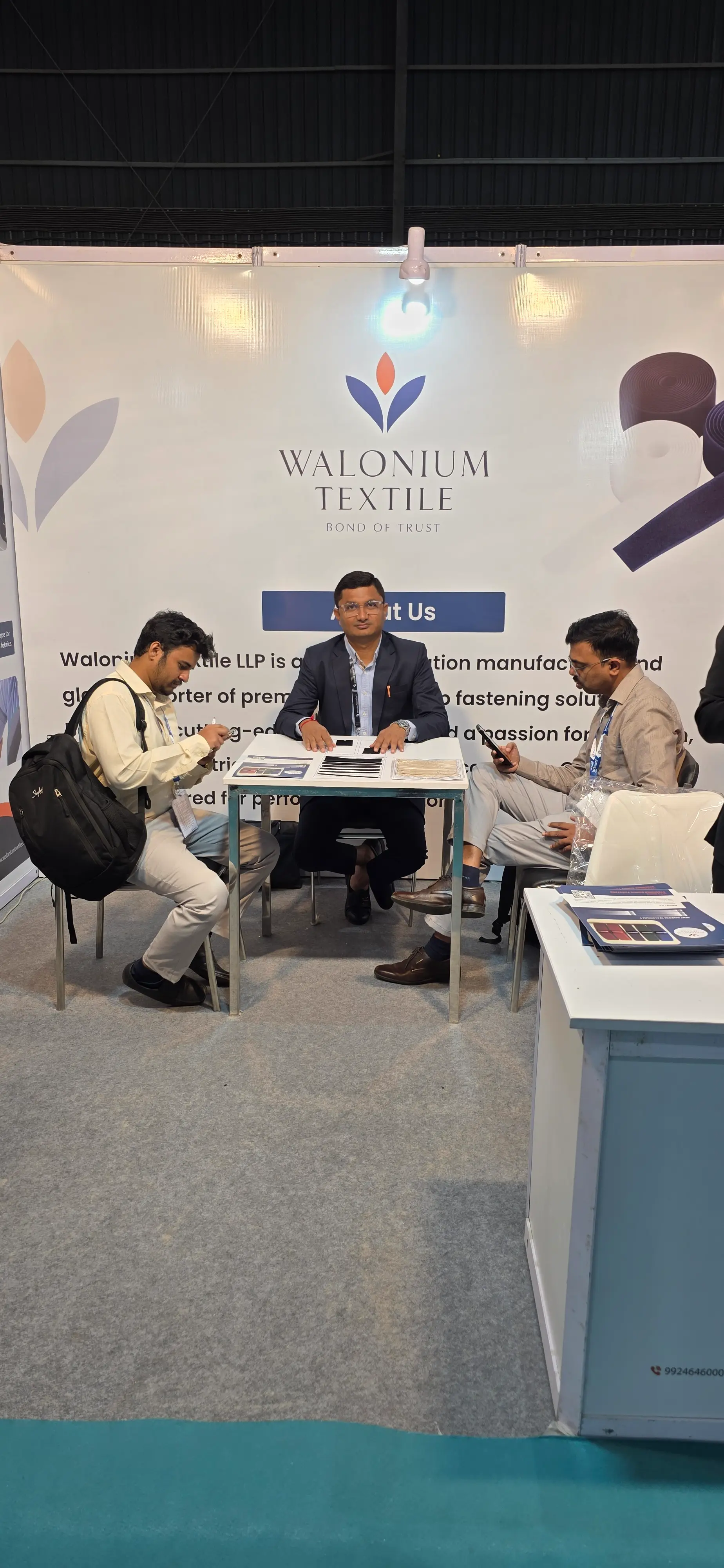 Walonium Textile team networking at Techtextil India 2025