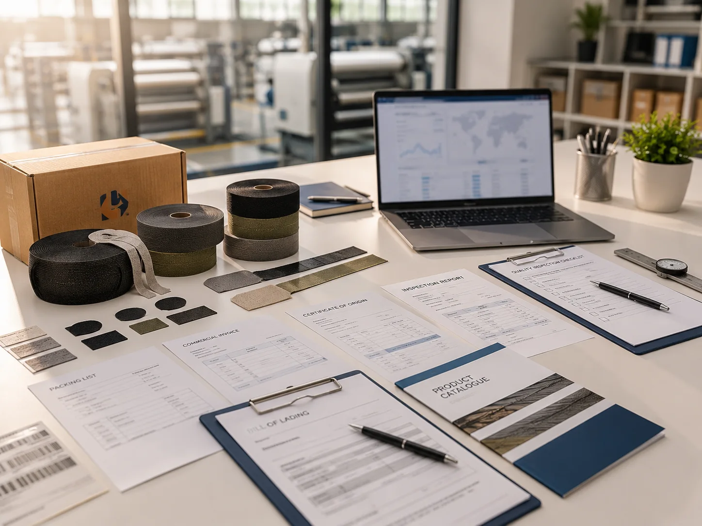Export documentation pack including certificates of origin and compliance papers from Walonium Textile LLP